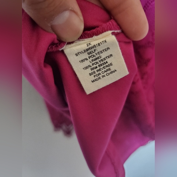 No Comment Dark Pink Tunic Lace Off the Shoulder Dress Women's Plus Size 2XL - Picture 7 of 12